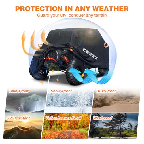 NEVERLAND UTV Cover Heavy Duty Waterproof 2-3 Seater All-Weather Protection - size: up to 126"L