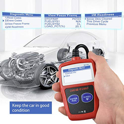 MS309 OBD2 Scanner Check Car Engine Light Fault Code Reader, Universal OBDII Diagnostic Scan Tool Read Clear Trouble Codes, View Freeze Frame Data, OBDII CAN Diagnostic Scan Tool