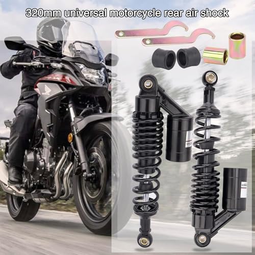 Motorcycle Rear Shock Absorber 320mm Universal Motorcycle Air Shocks Compatible with Yamaha ATV Go Kart Scooter Honda Kawasaki Suzuki Dirt Sport Bike 125cc 110cc (Black)