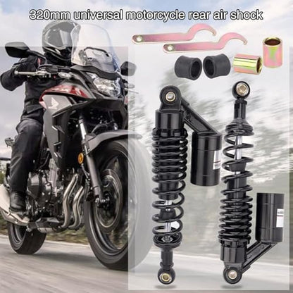 Motorcycle Rear Shock Absorber 320mm Universal Motorcycle Air Shocks Compatible with Yamaha ATV Go Kart Scooter Honda Kawasaki Suzuki Dirt Sport Bike 125cc 110cc (Black)