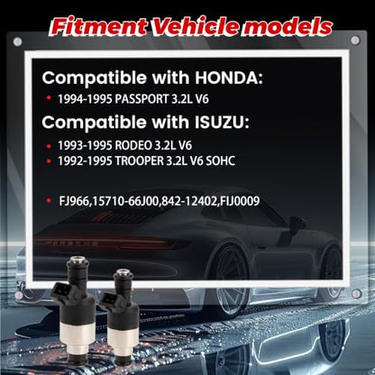 6-Pack Fuel Injectors Set | Compatible with Honda Passport 1994-1995 Isuzu Rodeo 1993-1995 Trooper 1992-1995 3.2L V6| Replaces FJ96 8171053880 800-1090N - size: 6 X FJ96