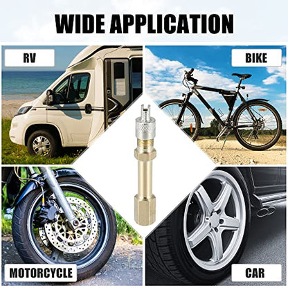 X AUTOHAUX 2pcs 50mm/1.97" Long Brass Auto Tire Valve Extension Adaptor Air Tyre Stem Extender Inflation Stright Bore for Car Truck Motorcycle Bike Mower Scooter - size: 50mm