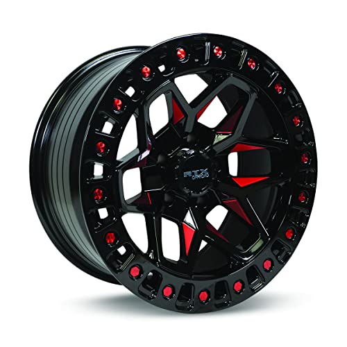 Alloy Wheel, Zion 17x9 6x139.7 ET0 CB106.1 Gloss Black Milled Red