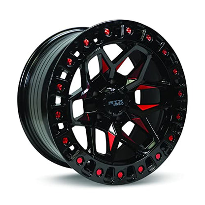 Alloy Wheel, Zion 17x9 6x139.7 ET0 CB106.1 Gloss Black Milled Red