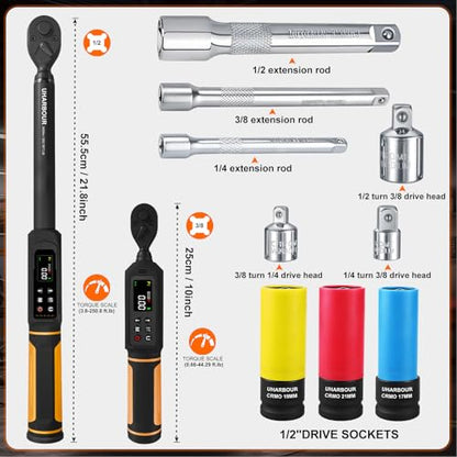 Uharbour Digital Torque Wrench Set 1/2" & 3/8" Drive 2 Pcs
