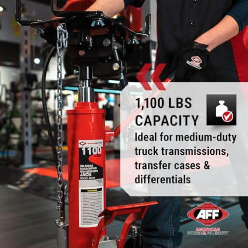 AFF Telescoping Transmission Jack - Truck Transmission Floor Jack with Universal Head and Wide Base (Multiple Weight Capacities) - size: 1,100 lbs Capacity, style: Air Assist