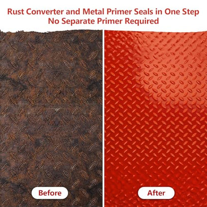 4-in-1 Rust Converter & Metal Primer, 141 Fl OZ Red Rust Inhibitor Paint for Metal, Remove & Convert Rust And Also Protect, Industrial Grade Water Based Rust Reformer, Heat Resistance & UV Resistant - size: Red-141 FL OZ
