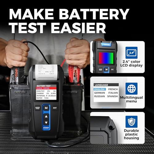 12V/24V Car Battery Tester, TOPDON BT300P Automotive Battery Load Tester