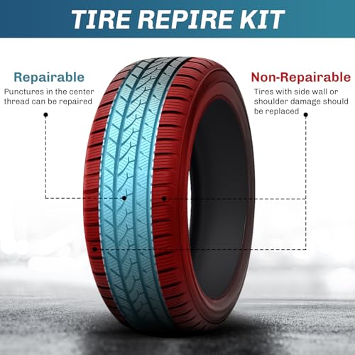 GOOACC Tire Repair Kit - 106pcs Heavy Duty Tire Plug Kit Flat Tire Puncture Repair Kit for Car, Motorcycle, ATV, UTV, RV, Tractor, Trailer - size: 106PCS