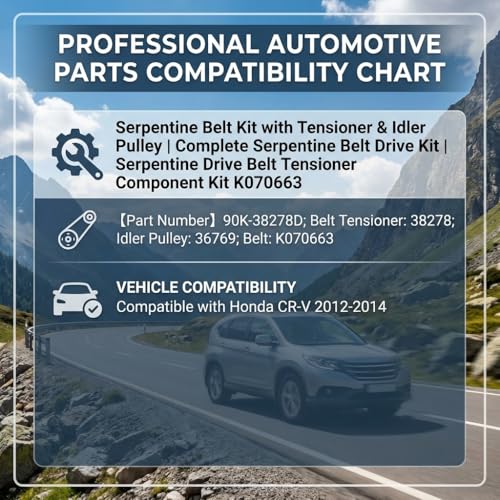 Serpentine Belt Kit With Drive Belt Tensioner And Idler Pulley For - size: Honda Cr-v (12-14)