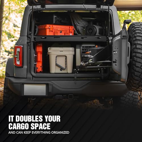 Rear Trunk Cargo Rack Interior Luggage Basket Compatible with 2021 2022 2023 2024 2025 Ford Bronco (Only Fits 4 Doors Hardtop, Excluding Sport), Cargo Carrier Storage Holder Shelf Tray