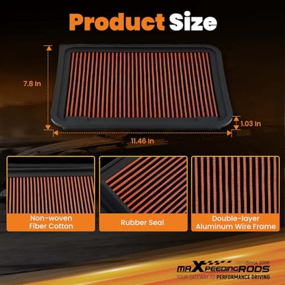 maXpeedingrods MX-2370 Engine Air Filter Washable Reusable, Requires No Oil - size: MX-2370