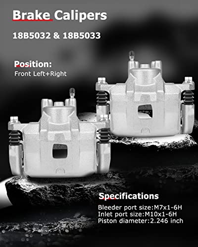 cciyu Front Left & Right Disc Brake Calipers w/Bracket 18B5032 18B5033 - size: Front[18B5032+18B5033 ]
