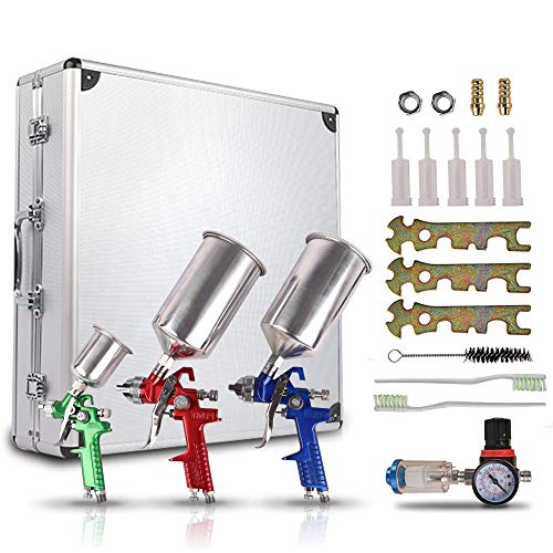 ETOSHA Professional HVLP Gravity Feed Air Spray Gun Kit with 1.0mm 1.4mm 1.8mm Nozzles Needle Cap Automotive Air Paint Sprayer Gun Set with 600cc Cup for Auto Paint, Primer, Clear/Top Coat & Touch-Up - size: Professional Kit