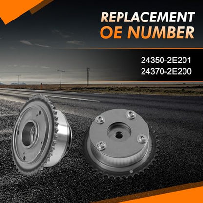 24370-2E200 Engine Exhaust +Intake VVT Timing Camshaft Gear Sprocket for Hyundai 2014-2019 Elantra Tucson Kia Soul Forte5 2.0L Replace# 24350-2E201 24370 2E200 - color: 24350-2E201