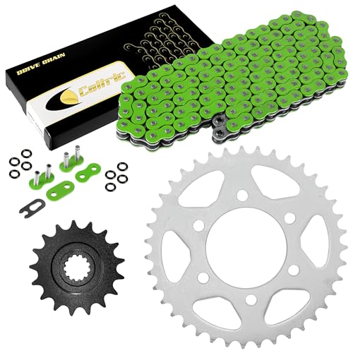 Caltric Green O-Ring Drive Chain and Sprockets Kit Compatible With Kawasaki ZX1000 Ninja ZX10R 2004 2005 2011-2016 Green