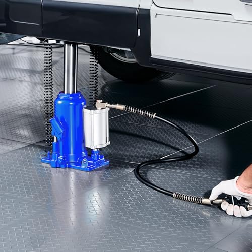 VEVOR Air Hydraulic Bottle Jack, 20 Ton (44092 lbs) Capacity, 10.2-19.5 Inch Lifting Range, Pneumatic/Manual Heavy Duty Welded Bottle Jack with Pump for Car, SUV, Pickup, Truck, RV, Auto Repair - color: blue