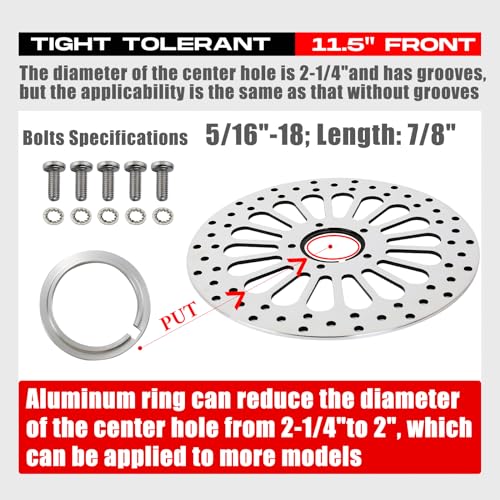 11.5'' 2 Piece Front Brake Rotor for Harley Davidson Touring Softail Sportster Dyna Early Super Glide,Mirror-Polished Vibration Proof Hardened Stainless Steel Rotors Motorcycle Models - size: 11.5'' Front*2