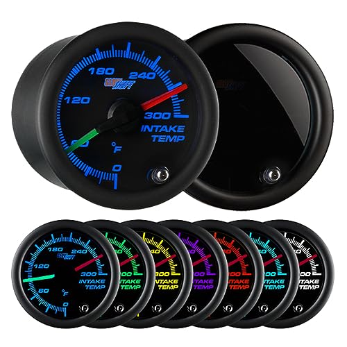 GlowShift Tinted 7 Color Dual Air Intake Temp Gauge Kit, 2-1/16" 52mm