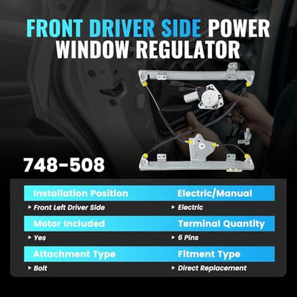 748-508 Front Left Driver Side Power Window Regulator with Motor 6 Pins - style: 748-508