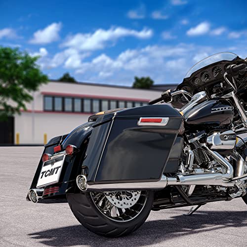 TCMT 5" Extended Stretched Saddlebags 6x9" Speaker Cutout Lids Fit For Harley 2014-2024 Touring Road King Road Glide Street Glide Electra Glide - color: Chrome Latches, size: 5" Stretched(6x9 Spealer Lids)