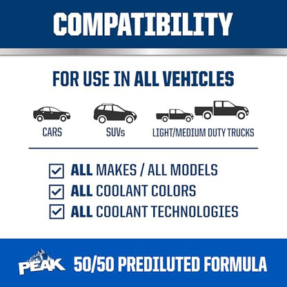 PEAK Titanium 50/50 Prediluted Antifreeze and Coolant for All Engine Cooling Systems, Long-Lasting Yellow Engine Coolant/Antifreeze for Lifetime Engine Protection in All Vehicles, 1 Gal. - style: 50/50
