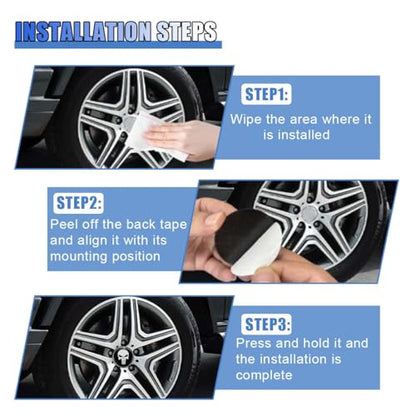 4PCS Skull Car Wheel Hub Center Cap Sticker, 2.2 Inch/56MM(Silver) - color: Silver