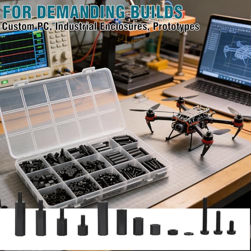 M3 Nylon Standoff & Fastener Kit - Complete Set with Screws, Nuts, Spacers & Threaded Pillars (6mm to 20mm) for Motherboard, PCB, 3D Printer, Raspberry Pi & Computer Building - 600Pcs