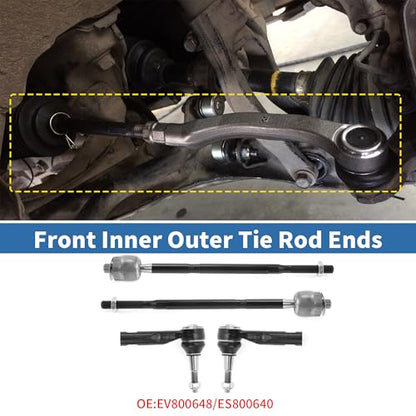 X AUTOHAUX 6pcs Front Inner Outer Tie Rod Ends Kit Suspension Steering Tie Rod End with Boot for Chevrolet Equinox for GMC Terrain Drag Link No.EV800648/ES800640