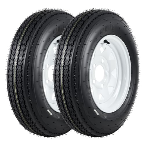 Durable Trailer Tires and 5-Lug Wheels Set - 5.30-12, Load Range C, 6PR, White Rim Assembly for Utility, Boat, Camper Trailers - 12-Inch, PCD 114.3x5, Center Hole 72mm - size: 5.30-12 5 lug