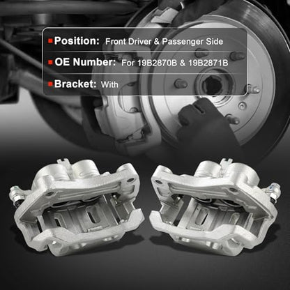 cciyu Front Left & Right Disc Brake Calipers With Bracket 19B2870B 19B2871B - size: Front[19B2870B+19B2871B]