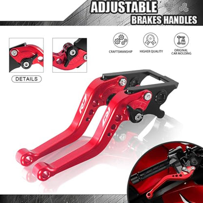 CNC Motorcycle Adjustable Brake Clutch Levers Short Compatible with Yamaha YZF-R7 R7 2021 2022 2023 2024 Adjustable Handlebars Brake and Clutch Levers Set (Red) - size: R7 Red