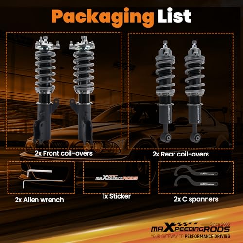 maXpeedingrods Coilover for Mitsubishi Lancer CX/CY 2008-2016, for Mitsubishi Outlander Sport (GA) 2011-2020,24 Levels Damper Adjustable Coilovers Suspension Kit, Height Adjustable Lowering Kit - size: Lancer 2008-2016