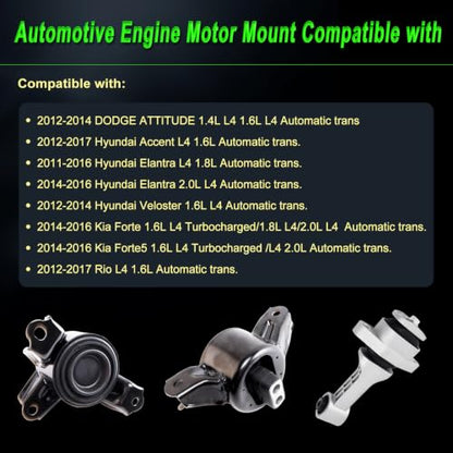 Engine Motor Mount fit Hyundai Accent/Kia Rio 12-17,Elantra 11-16 - size: 2012-2014 Attitude 1.4L/1.6