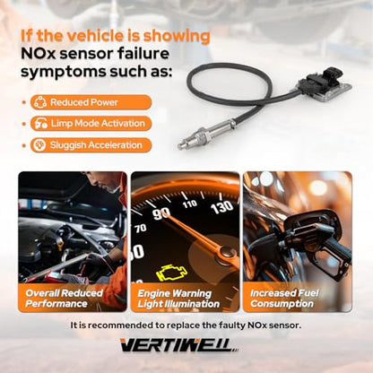 NOx Sensor Outlet Downstream Nitrogen Oxide Sensor Compatible with Volvo VNL VN VNM VHD VT C70 Mack CXU613 CHU613 CXU612 CHU612 MP8 Engine Replaces 904-6033 5WK97366 22303391 853760 S11391