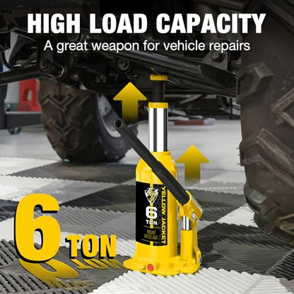 YELLOW JACKET 6 Ton Muti-Directional Welded Bottle Jack(12,000lb) for Car, Pickup, Truck, RV, Auto Repair - size: 6 ton muti-directional