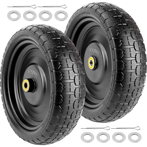 13" Flat Free Wheels for Gorilla Carts, 4.00-6 Solid Tires with 5/8" Bearings & 2.17" Offset Hub, Replacement for Garden Carts, Hand Truck, Yard Trailer, 2 Pack | Vypart
