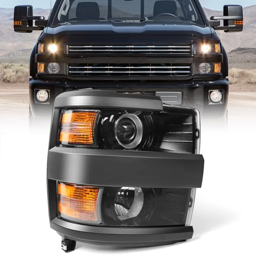 Headlight Fit for Chevy Silverado 2500HD 3500HD 2015-2019 Right - color: Black Housing, size: Right Passenger Side