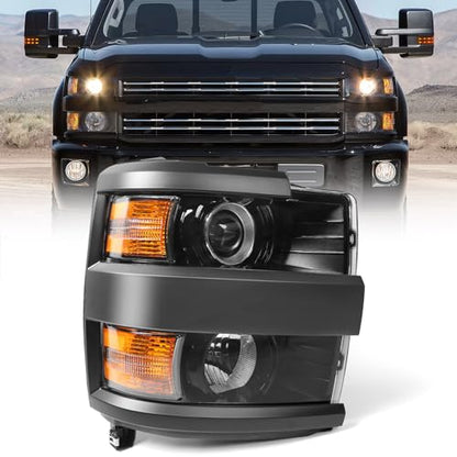 Headlight Fit for Chevy Silverado 2500HD 3500HD 2015-2019 Right - color: Black Housing, size: Right Passenger Side