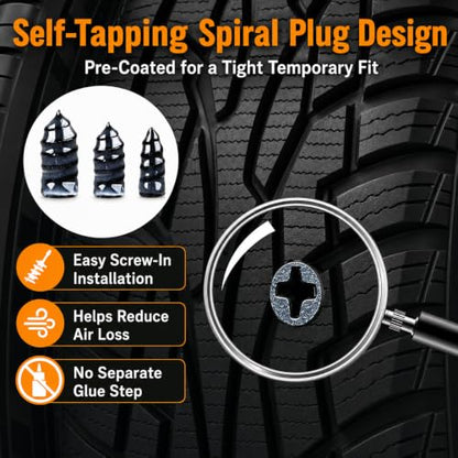 Tire Plug Kit, 110PCS Tire Repair Kit with Tire Plugs Screw Type in 3 Sizes