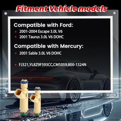 6-Pack Fuel Injectors Set | Compatible with Ford Taurus 2001 Escape 2001-2004 Mercury Sable 2001 3.0L V6| Replaces FJ321 CM5059 800-1324N - size: 6 X FJ321