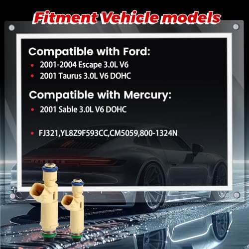 6-Pack Fuel Injectors Set | Compatible with Ford Taurus 2001 Escape 2001-2004 Mercury Sable 2001 3.0L V6| Replaces FJ321 CM5059 800-1324N - size: 6 X FJ321