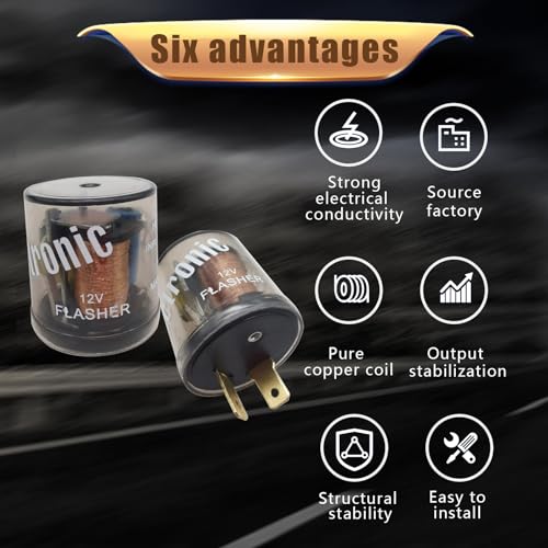 2 PCS Car 2 Pin 3 Pin Flasher, 20A 12V Transparent Round Shell Fast Flasher Relay, Turn Signal Indicator Repair Tool, Universal for Halogen Lamp Relays (Transparent)