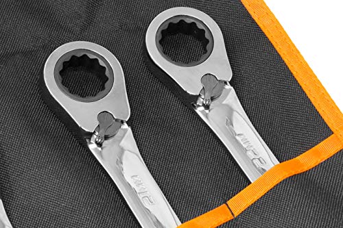 WEN 16-Piece Professional-Grade Reversible Ratcheting Metric Combination Wrench Set with Storage Pouch (WR162)
