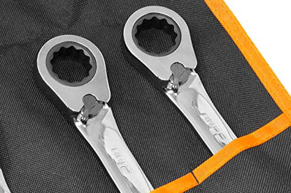 WEN 16-Piece Professional-Grade Reversible Ratcheting Metric Combination Wrench Set with Storage Pouch (WR162)