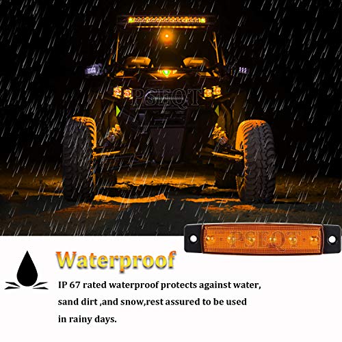 PSEQT 10 Pcs LED Rock Strip Lights Car Underglow Wheel Fender Well Lighting Kits Waterproof for Golf Cart Wrangler Offroad Truck RV UTV ATV Snowmobile (Amber Yellow) - color: Amber