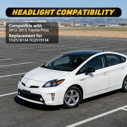 Headlight Assembly Compatible with 2012-2015 Toyota Prius (Black) - color: Black