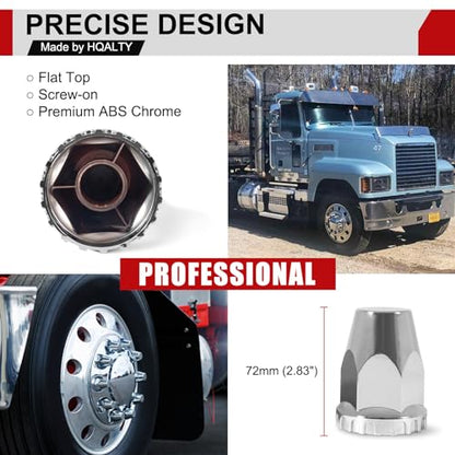 40Pcs Lug Nut Covers 33mm Flat Top Thread-on Nut Covers for Semi Trucks - color: 40 PCS