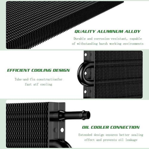 Universal 5/16" Transmission Oil Cooler Kit, Aluminium alloy 6 Pass Tube and Fin Oil Cooler Kit with Hose Mounting Kit, Black - color: Black, size: 6 Pass