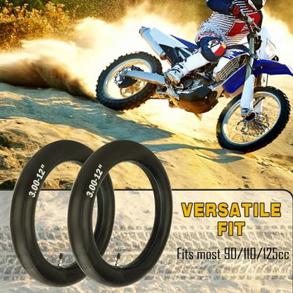 (2-Pack) 3.00-12 (80/100-12) Heavy Duty Dirt Bike Inner Tubes TR4 Valve - size: 3.00-12" (80/100-12")